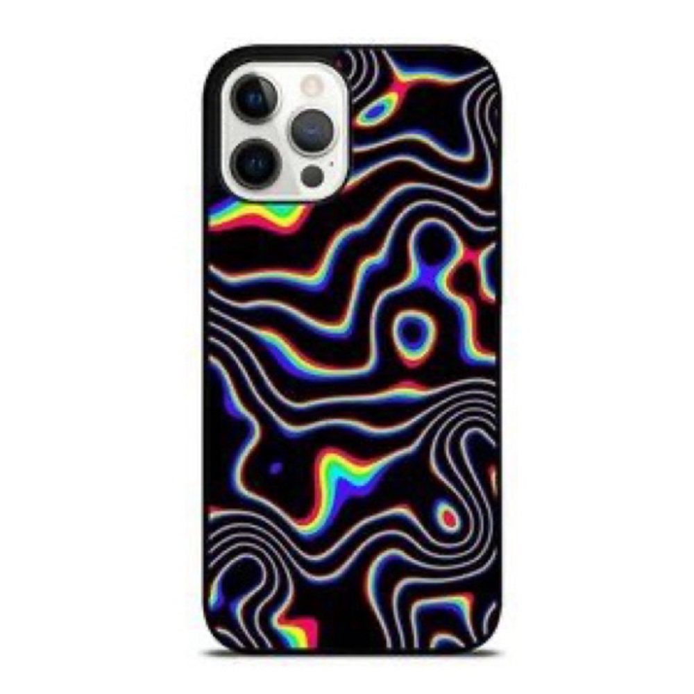 Black Trippy Wavy iPhone Case by SHEIN